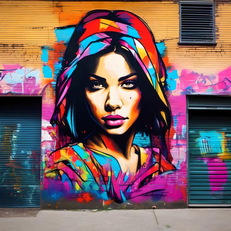 Street Art,Street Art, People, woman, 1girl, solo, colorful, multicolored clothes, traditional media