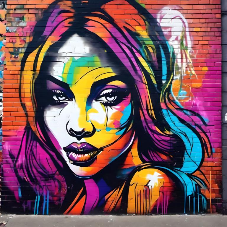 Street Art,Street Art, Mennesker, kvinne, 1 jente, solo, fargerik, tradisjonelle medier, ser på seeren