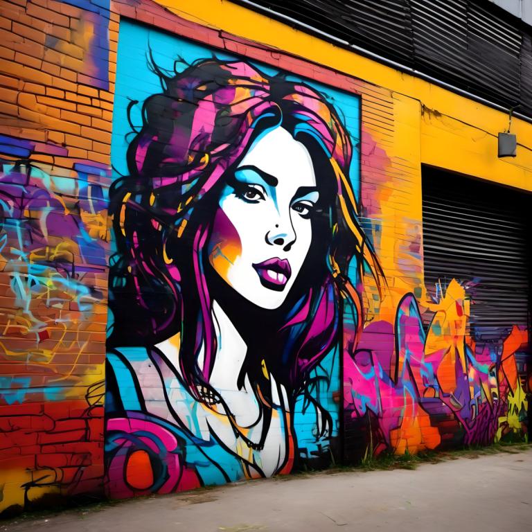 Street Art,Street Art, People, woman, 1girl, solo, makeup, lipstick, jewelry, necklace, colorful