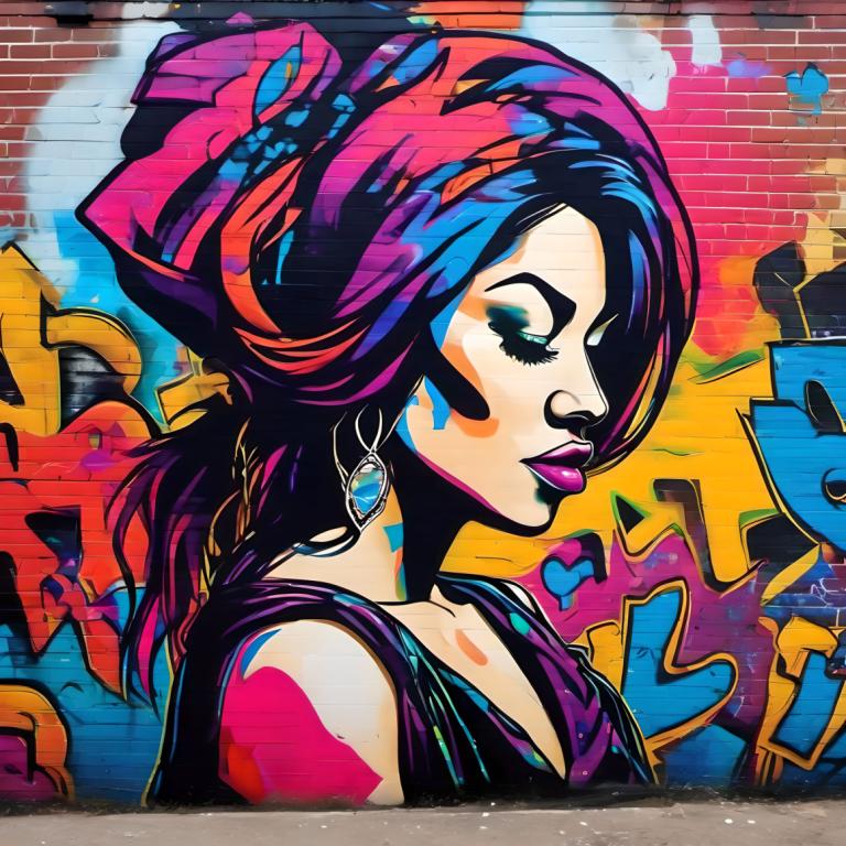 Street Art,Street Art, People, woman, 1girl, solo, jewelry, earrings, makeup, colorful, lipstick