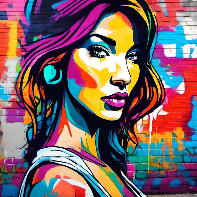 Arte di strada,Arte di strada, Persone, donna, 1 ragazza, assolo, trucco, colorato, capelli multicolori