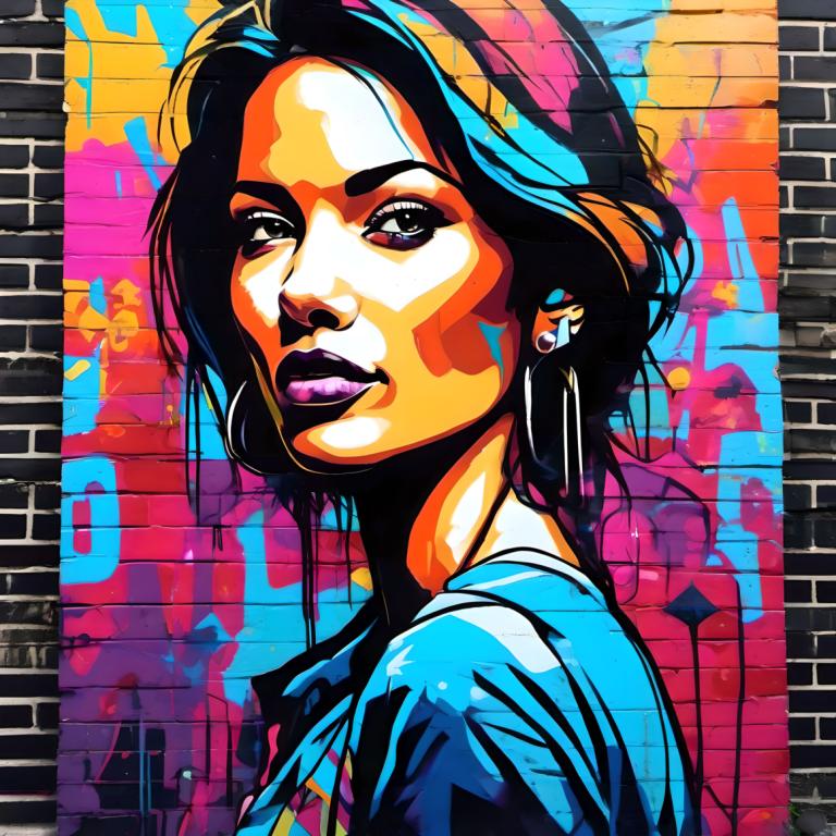 Street Art,Street Art, People, woman, 1girl, solo, earrings, jewelry, shirt, black eyes, short hair