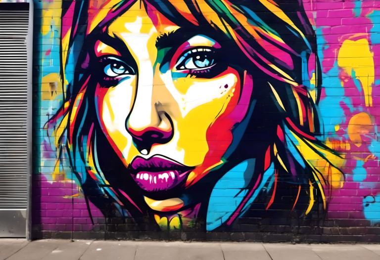 Street Art,Street Art, People, woman, solo, 1girl, traditional media, makeup, lipstick, blue eyes