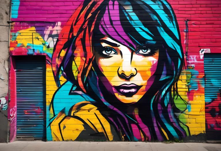 Street Art,Street Art, People, woman, 1girl, solo, traditional media, colorful, lipstick, long hair, makeup