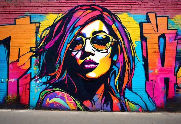 Street Art,Street Art, People, woman, 1girl, solo, colorful, lipstick, traditional media, sunglasses, makeup