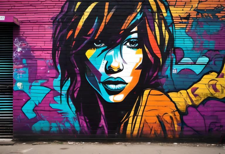 Street Art,Street Art, People, woman, 1girl, solo, lipstick, makeup, looking at viewer, colorful, short hair