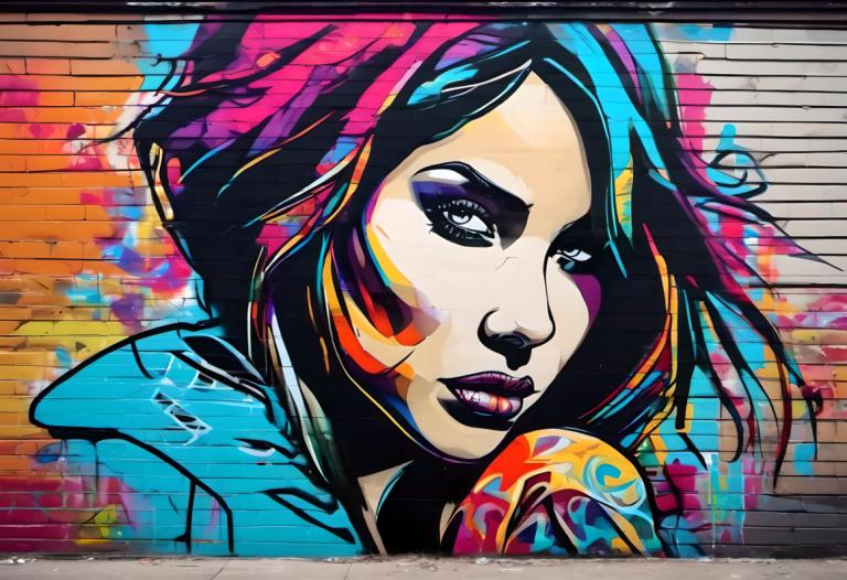 Street Art,Street Art, Mennesker, kvinde, 1 pige, solo, makeup, portræt, traditionelle medier, læbestift