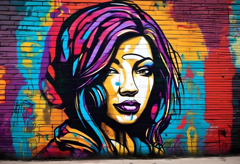 Street Art,Street Art, People, woman, 1girl, solo, makeup, lipstick, traditional media, purple lips