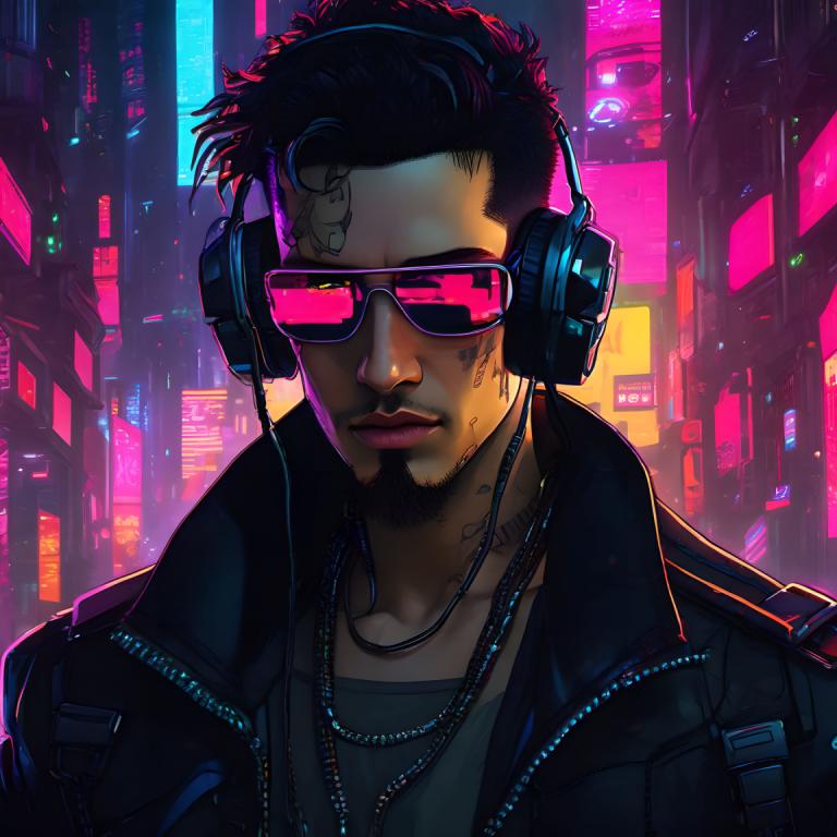 Cyberpunk,Cyberpunk, People, man, 1boy, male focus, solo, jacket, facial hair, cyberpunk, sunglasses, tattoo