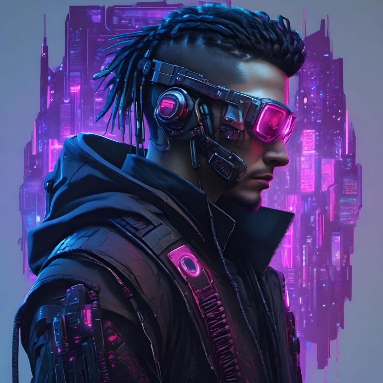 Cyberpunk,Cyberpunk, Ljudje, moški, solo, 1 fant, moški fokus, dreadlocks, temna koža, Črni lasje, cyberpunk