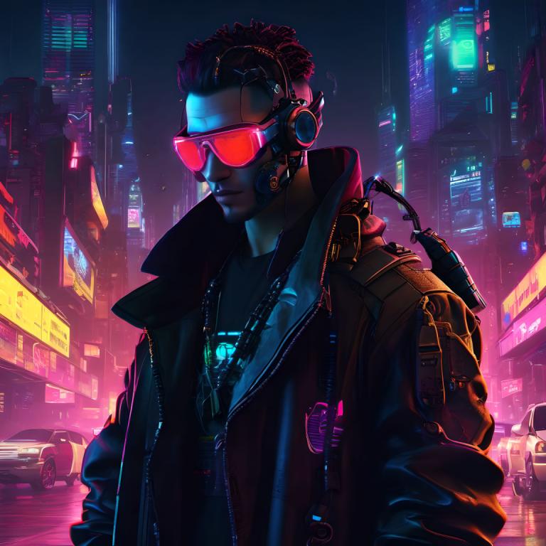 Cyberpunk,Cyberpunk, Ανθρωποι, άνδρας, 1 αγόρι, αρσενική εστίαση, σακάκι, μηχανοκίνητο όχημα, Νύχτα