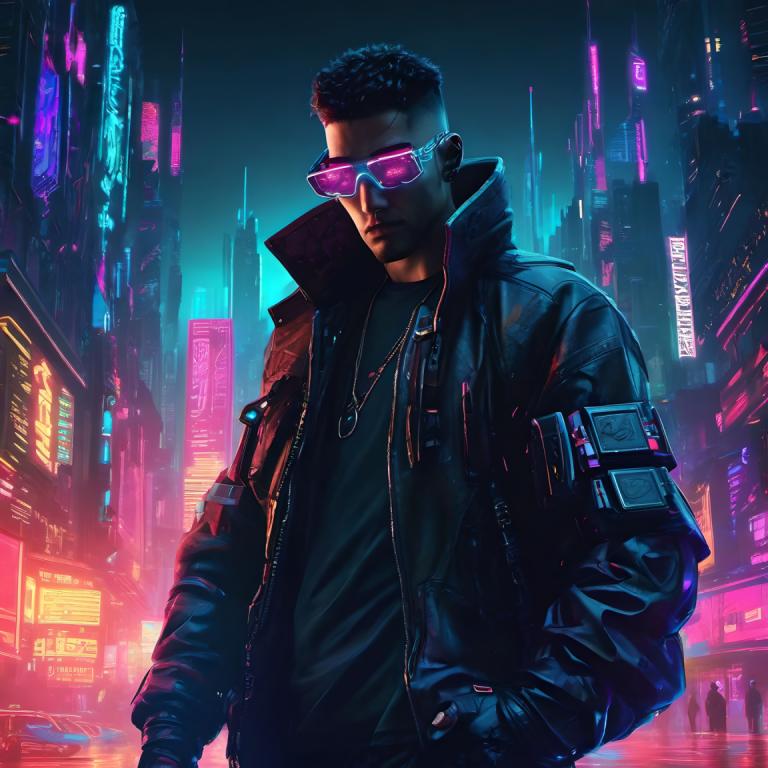 Cyberpunk,Cyberpunk, Mennesker, mand, 1 dreng, jakke, mandligt fokus, nat, solo, sort hår, sort jakke