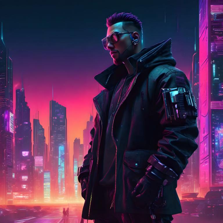 Cyberpunk,Cyberpunk, Ανθρωποι, άνδρας, 1 αγόρι, κυβερνοπάνκ, αρσενική εστίαση, σακάκι, πόλη