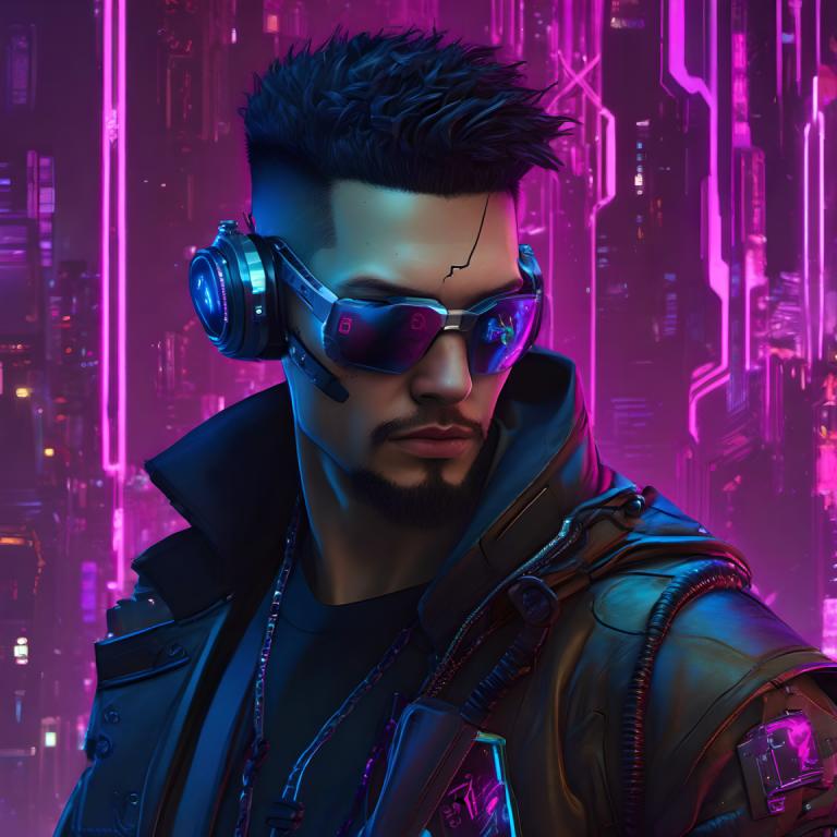 Cyberpunk,Cyberpunk, People, man, 1boy, cyberpunk, facial hair, solo, male focus, jacket, cyborg, black hair