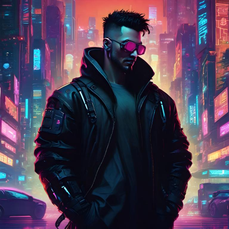 Cyberpunk,Cyberpunk, Ανθρωποι, άνδρας, 1 αγόρι, σακάκι, αρσενική εστίαση, πόλη, μονοφωνία, κυβερνοπάνκ