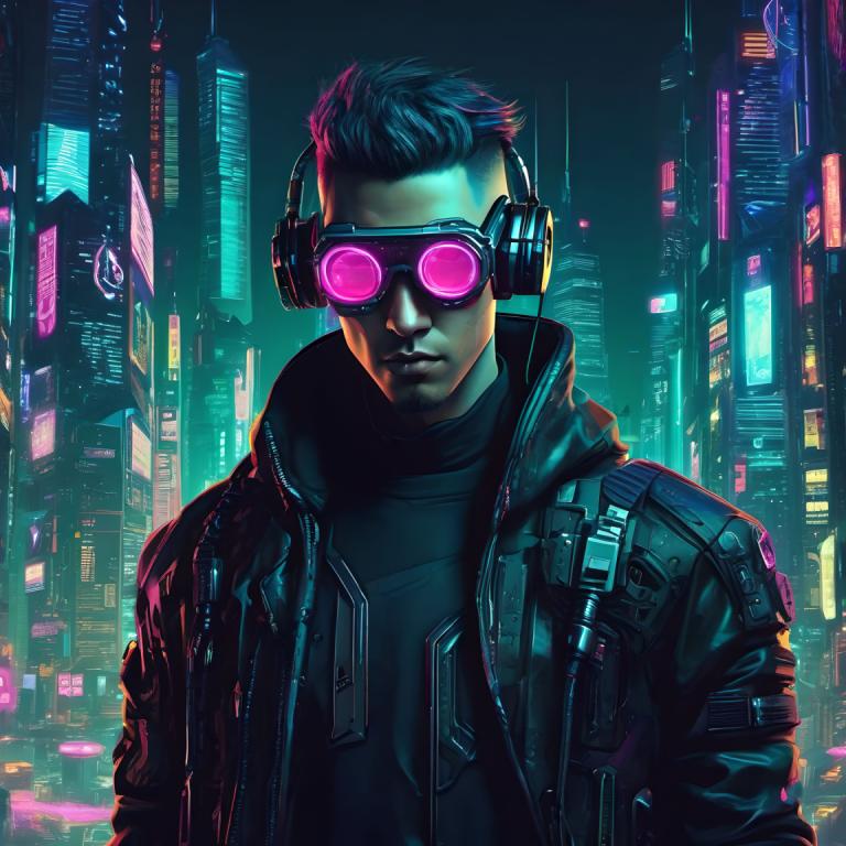 Cyberpunk,Cyberpunk, Menschen, Mann, 1Junge, männlicher Fokus, Solo, Jacke, schwarze Jacke, Nacht, Cyberpunk