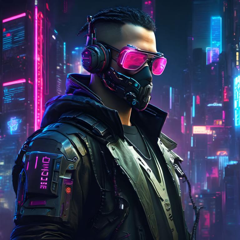 Cyberpunk,Cyberpunk, Rakyat, pria, 1 anak laki-laki, solo, fokus pria, jaket, cyberpunk, rambut hitam, masker