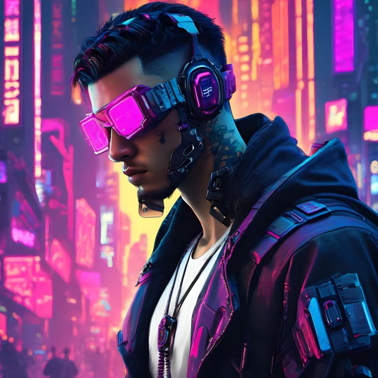 Cyberpunk,Cyberpunk, People, man, 1boy, male focus, jacket, solo, cyberpunk, black hair, hood, necklace