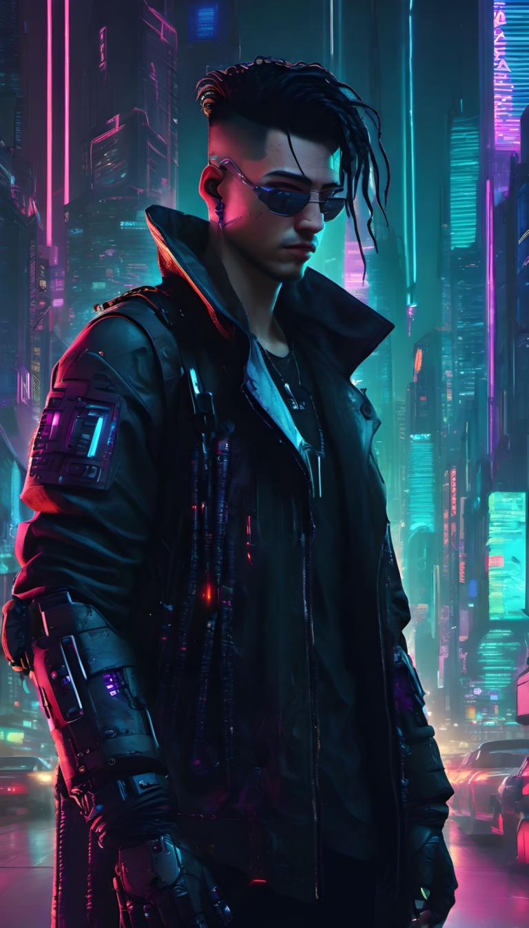 Cyberpunk,Cyberpunk, Ανθρωποι, άνδρας, 1 αγόρι, κυβερνοπάνκ, αρσενική εστίαση, σακάκι, γυαλιά ηλίου