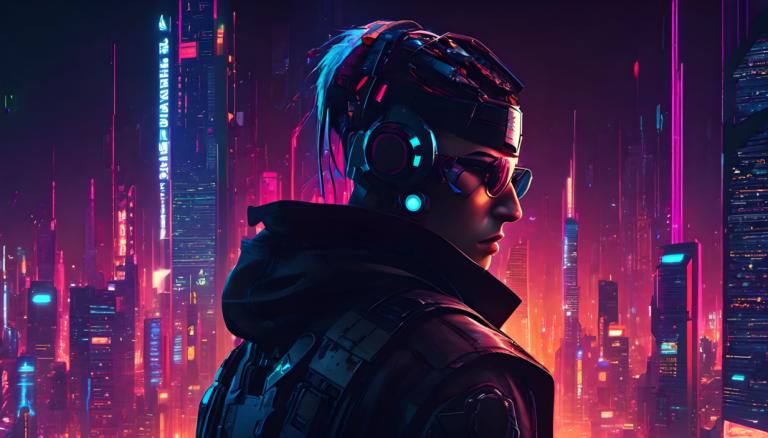 Cyberpunk,Cyberpunk, Ljudje, moški, solo, cyberpunk, moški fokus, neonske luči, 1 fant, jakna, mesto, napa