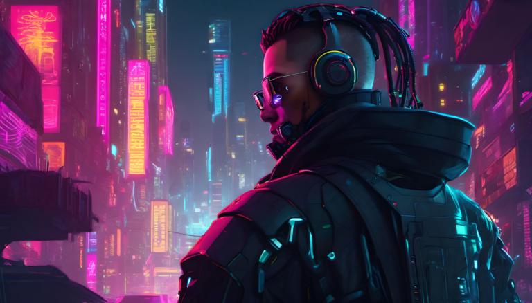 Cyberpunk,Cyberpunk, People, man, cyberpunk, 1boy, neon lights, male focus, solo, hood, night, city