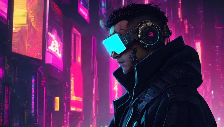 Cyberpunk,Cyberpunk, Ihmiset, mies, 1 poika, kyberpunk, Neon-valot, miehen keskittyminen, yksin