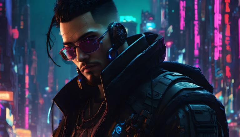 Cyberpunk,Cyberpunk, People, man, 1boy, male focus, solo, jewelry, jacket, earrings, sunglasses, black hair