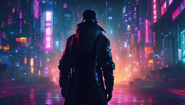 Cyberpunk,Cyberpunk, People, man, cyberpunk, neon lights, 1boy, male focus, from behind, solo