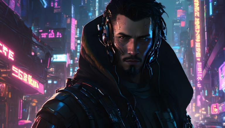 Cyberpunk,Cyberpunk, Ανθρωποι, άνδρας, κυβερνοπάνκ, 1 αγόρι, αρσενική εστίαση, φώτα νέον, τρίχες προσώπου