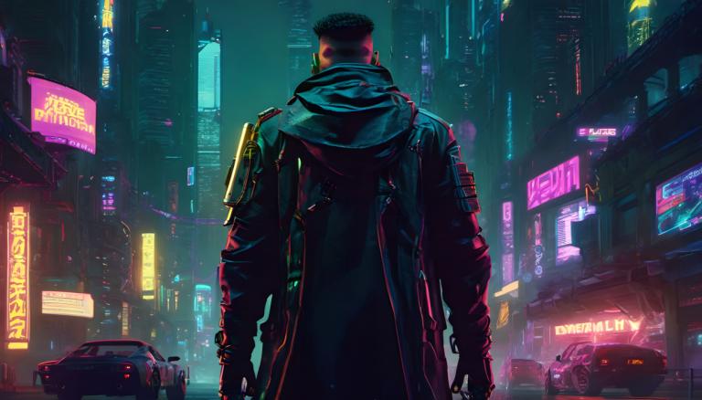 Cyberpunk,Cyberpunk, Ανθρωποι, άνδρας, φώτα νέον, κυβερνοπάνκ, 1 αγόρι, Νύχτα, αρσενική εστίαση