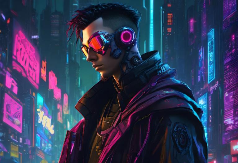 Cyberpunk,Cyberpunk, Oameni, om, cyberpunk, 1 băiat, focalizare masculină, solo, sacou, lumini de neon