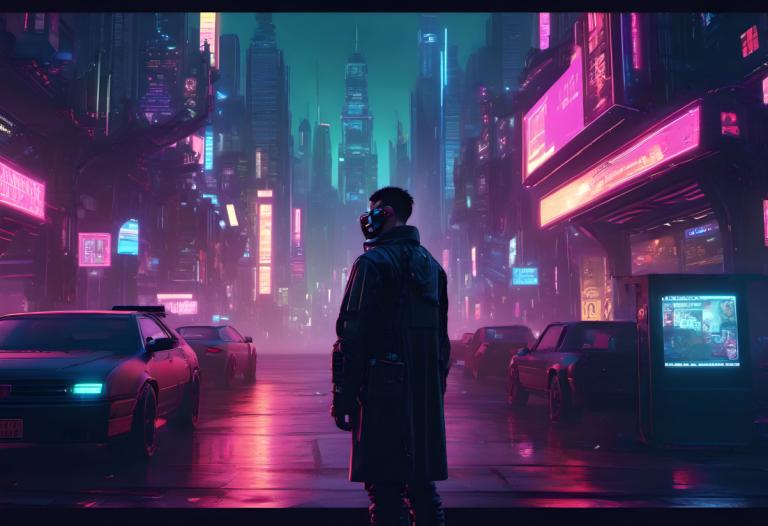 Cyberpunk,Cyberpunk, Mennesker, mand, 1 dreng, cyberpunk, neonlys, motor køretøj, by, bil