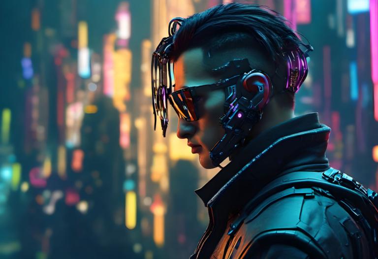 Cyberpunk,Cyberpunk, människor, man, solo, cyberpunk, från sidan, manligt fokus, 1 pojke, suddigt