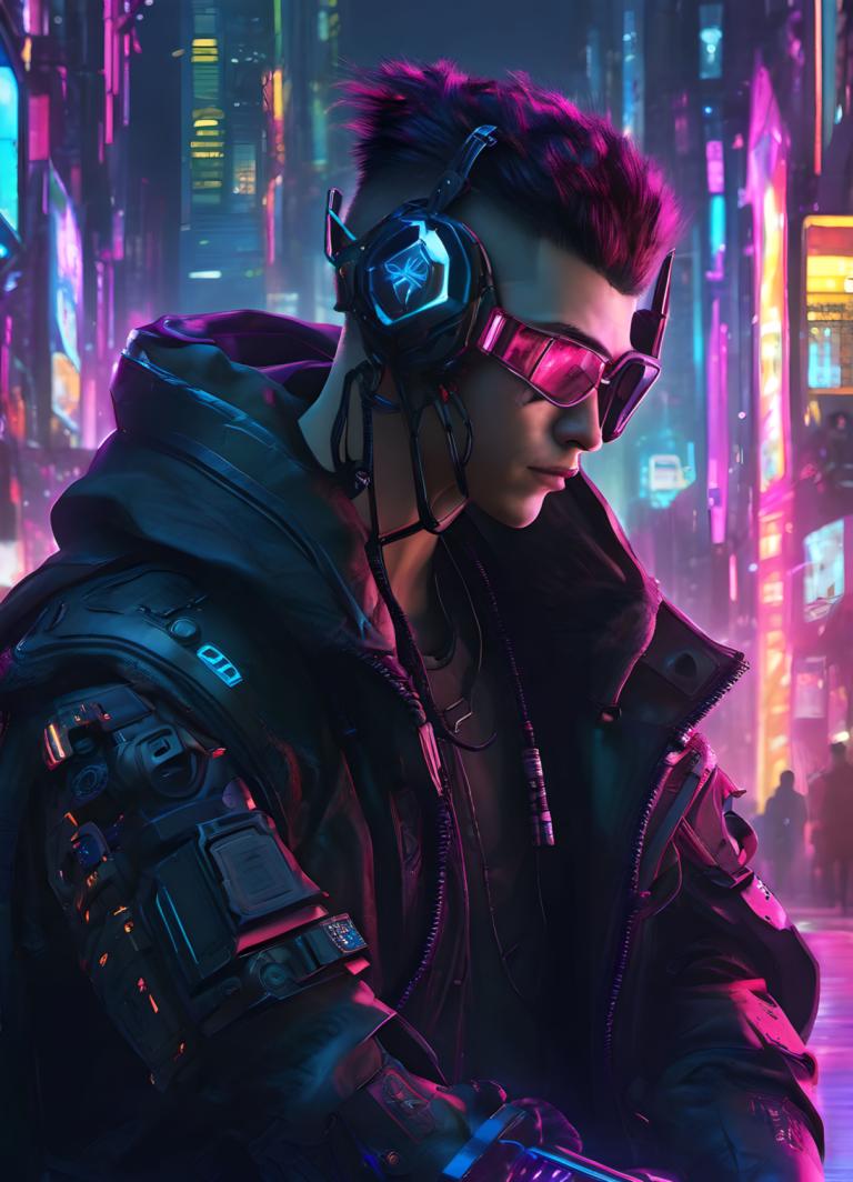 Cyberpunk,Cyberpunk, Ihmiset, mies, kyberpunk, 1 poika, miehen keskittyminen, takki, ase, yksin, kyborgi