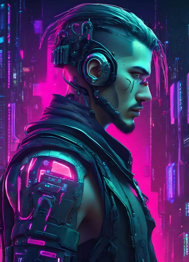 Cyberpunk,Cyberpunk, Ihmiset, mies, kyberpunk, 1 poika, yksin, miehen keskittyminen, kyborgi