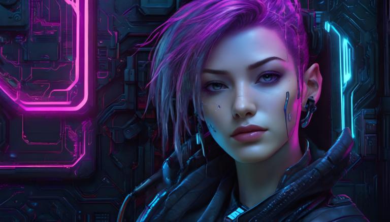 Cyberpunk,Cyberpunk, People, woman, 1girl, solo, pink hair, earrings, portrait, jewelry, looking at viewer