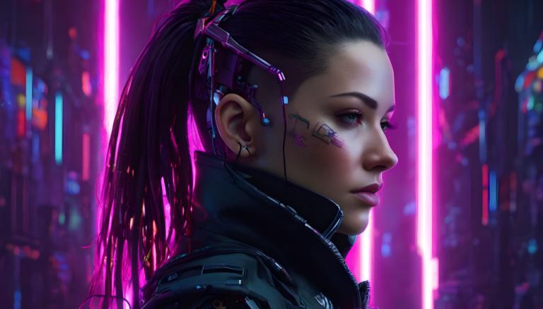 Cyberpunk,Cyberpunk, Ανθρωποι, γυναίκα, 1 κορίτσι, κυβερνοπάνκ, μονοφωνία, αλογοουρά, φώτα νέον, ρεαλιστικός