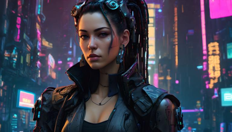 Cyberpunk,Cyberpunk, Ανθρωποι, γυναίκα, 1 κορίτσι, κυβερνοπάνκ, μονοφωνία, φώτα νέον, κοσμήματα, σκουλαρίκια