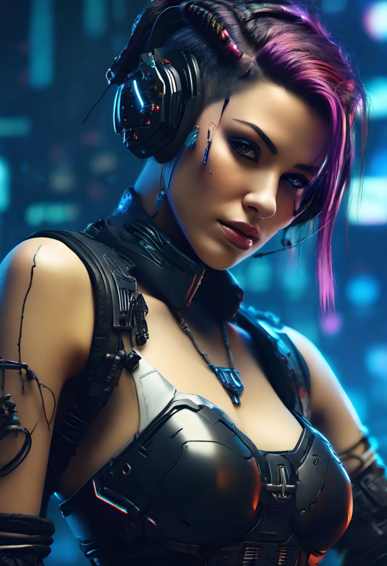 Cyberpunk,Cyberpunk, Ljudje, ženska, 1 dekle, solo, prsi, realističen, ogrlica, roza lasje, nakit, rjave oči