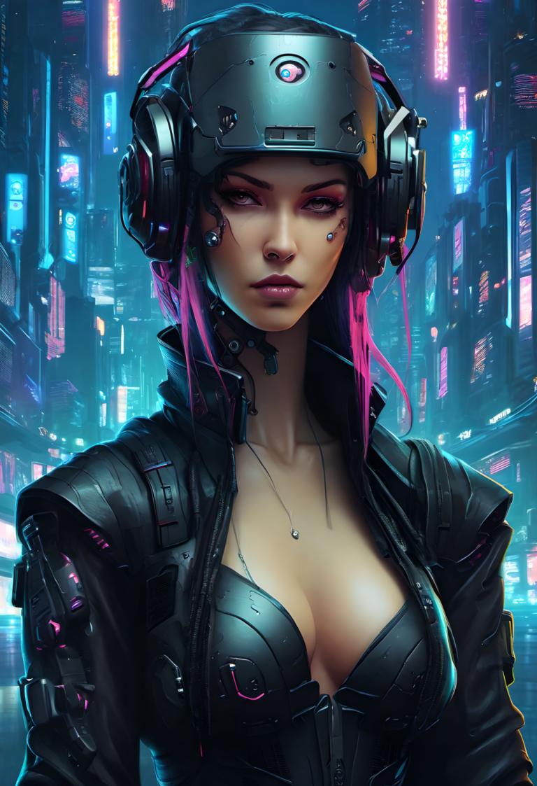 Cyberpunk,Cyberpunk, Ljudje, ženska, 1 dekle, prsi, solo, cyberpunk, jakna, srednje prsi, realističen