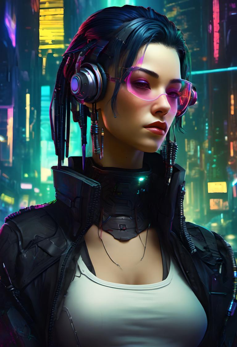 Cyberpunk,Cyberpunk, Persone, donna, 1 ragazza, cyberpunk, assolo, giacca, seni, occhiali colorati