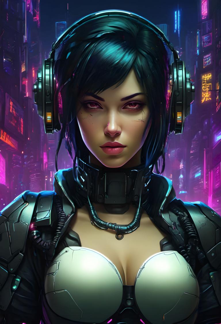 Cyberpunk,Cyberpunk, Persone, donna, 1 ragazza, cyberpunk, assolo, seni, capelli corti, labbra, occhi rossi