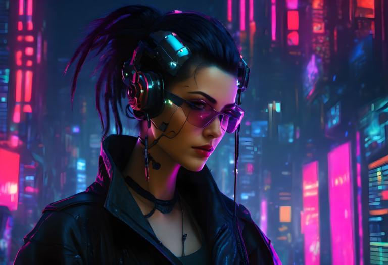 Cyberpunk,Cyberpunk, Ανθρωποι, γυναίκα, 1 κορίτσι, κυβερνοπάνκ, μονοφωνία, φώτα νέον, σακάκι, μαύρα μαλλιά