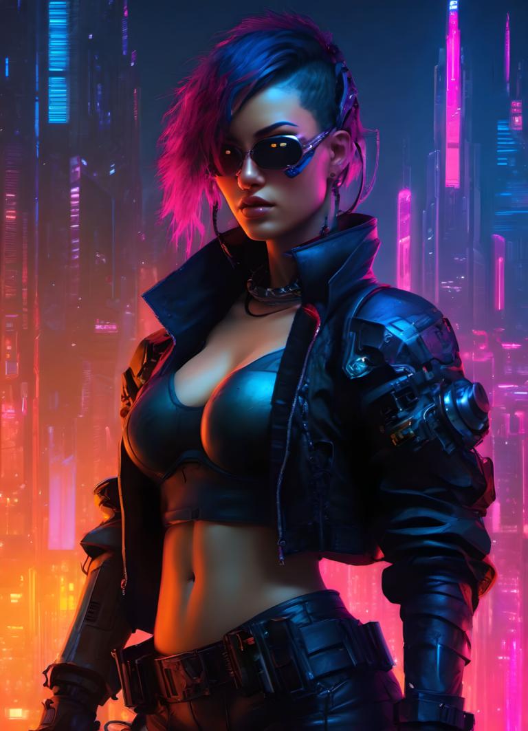 Cyberpunk,Cyberpunk, Ανθρωποι, γυναίκα, 1 κορίτσι, κυβερνοπάνκ, στήθη, μονοφωνία, ομφαλός, σακάκι