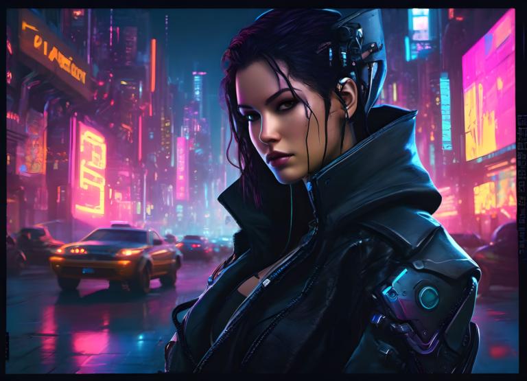 Cyberpunk,Cyberpunk, Oameni, femeie, cyberpunk, 1 fata, lumini de neon, solo, operă științifico-fantastică