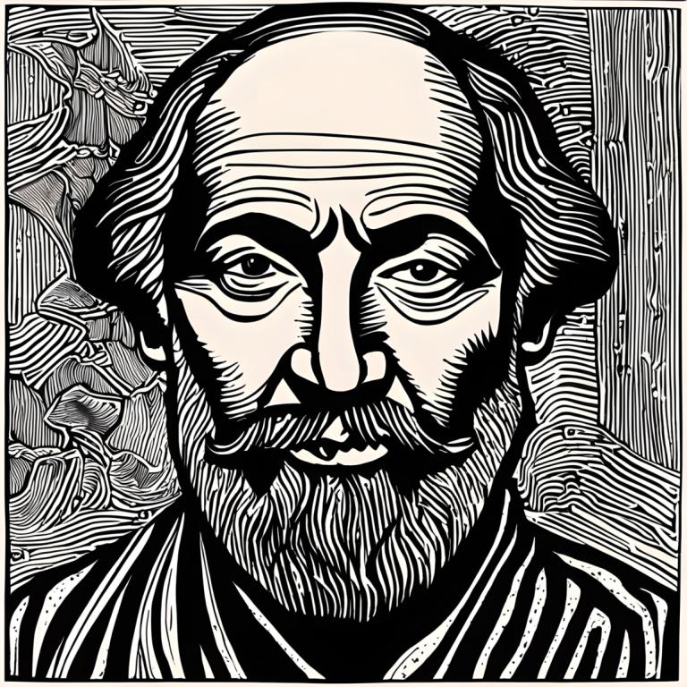 Woodcut,Woodcut, People, man, monochrome, greyscale, 1boy, facial hair, beard, male focus, solo, mustache