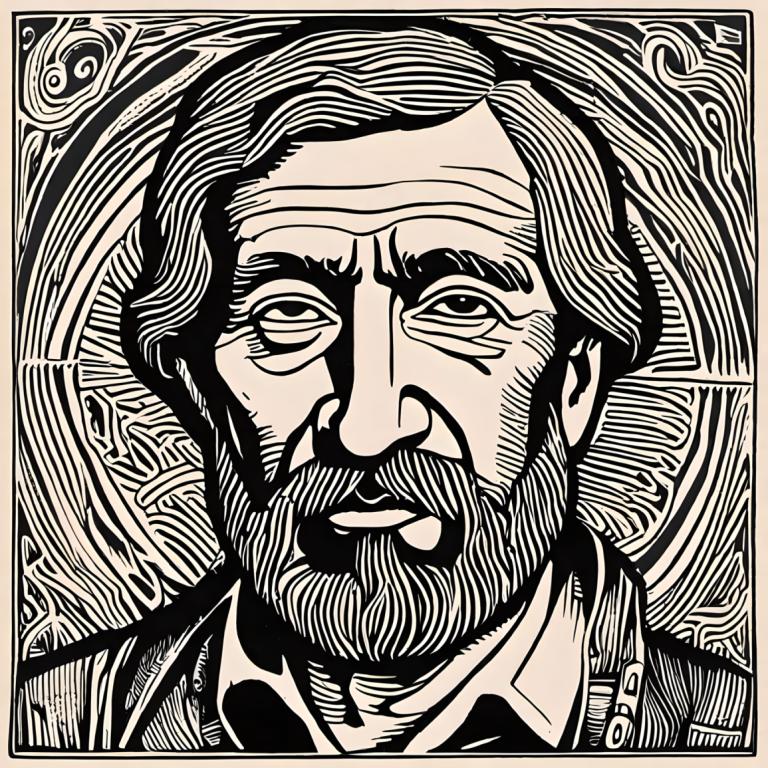 Woodcut,Woodcut, People, man, monochrome, greyscale, 1boy, facial hair, solo, male focus, beard