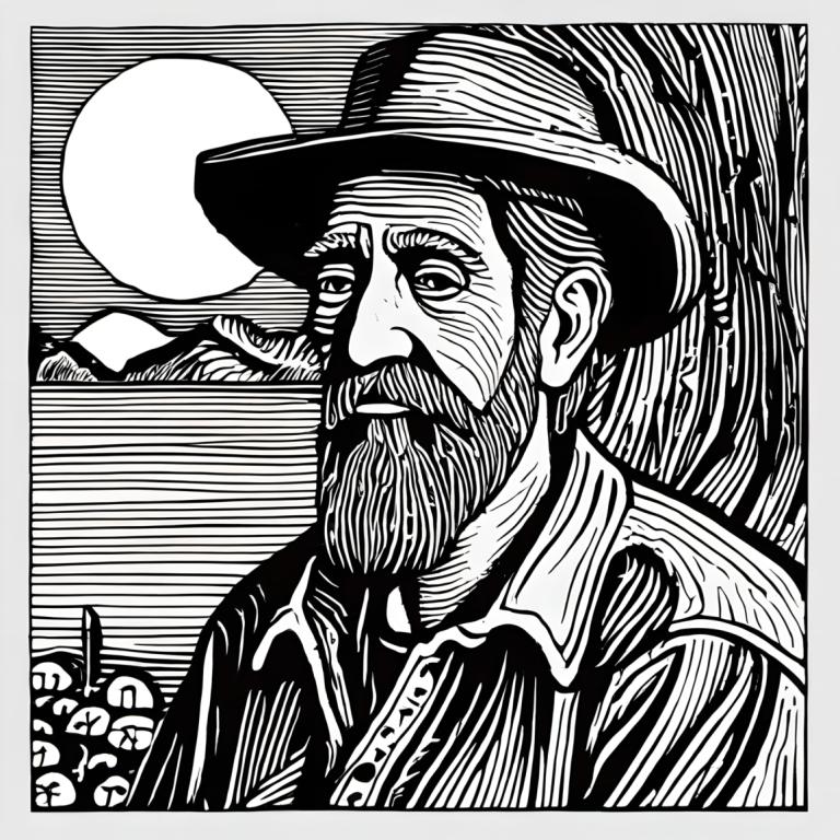 Woodcut,Woodcut, People, man, monochrome, greyscale, hat, 1boy, male focus, solo, upper body