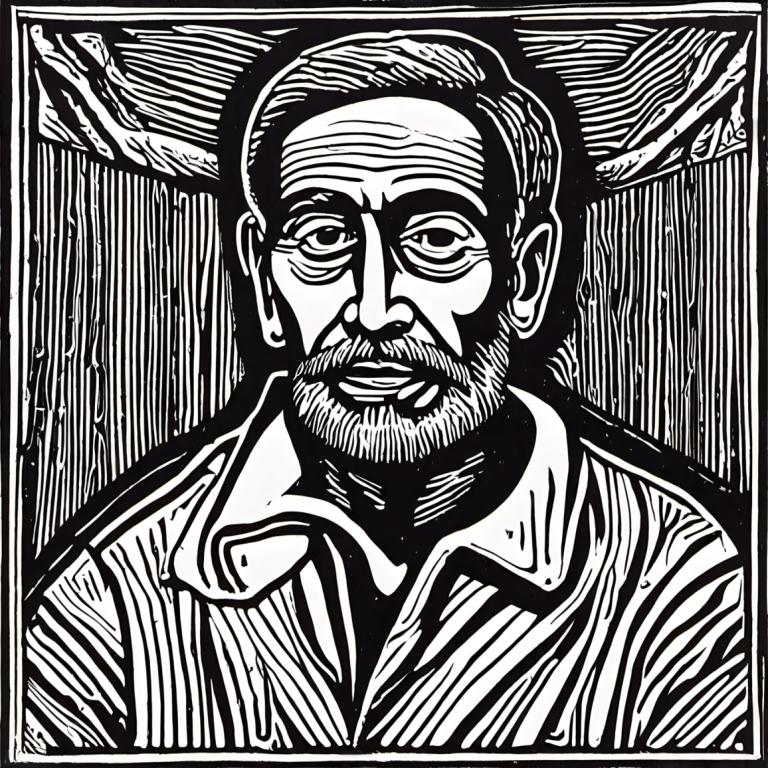 Woodcut,Woodcut, People, man, monochrome, greyscale, 1boy, solo, male focus, facial hair