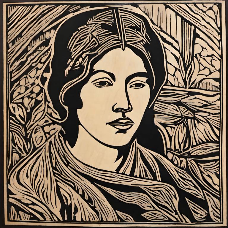 Woodcut,Woodcut, People, woman, solo, monochrome, male focus, 1boy, fine art parody, greyscale, parody